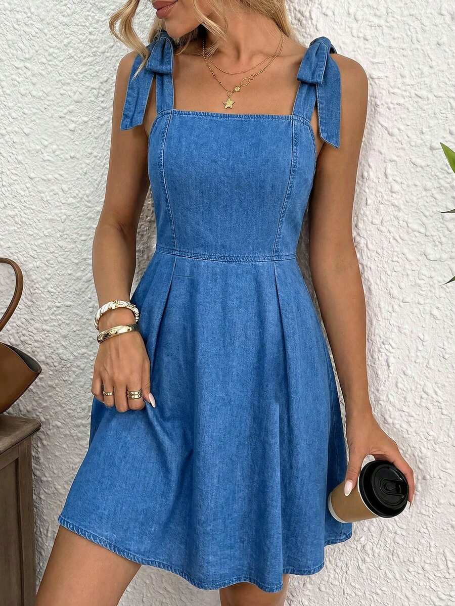 Ženska letnja ležerna teksas slip haljina, mini A-kroj haljina