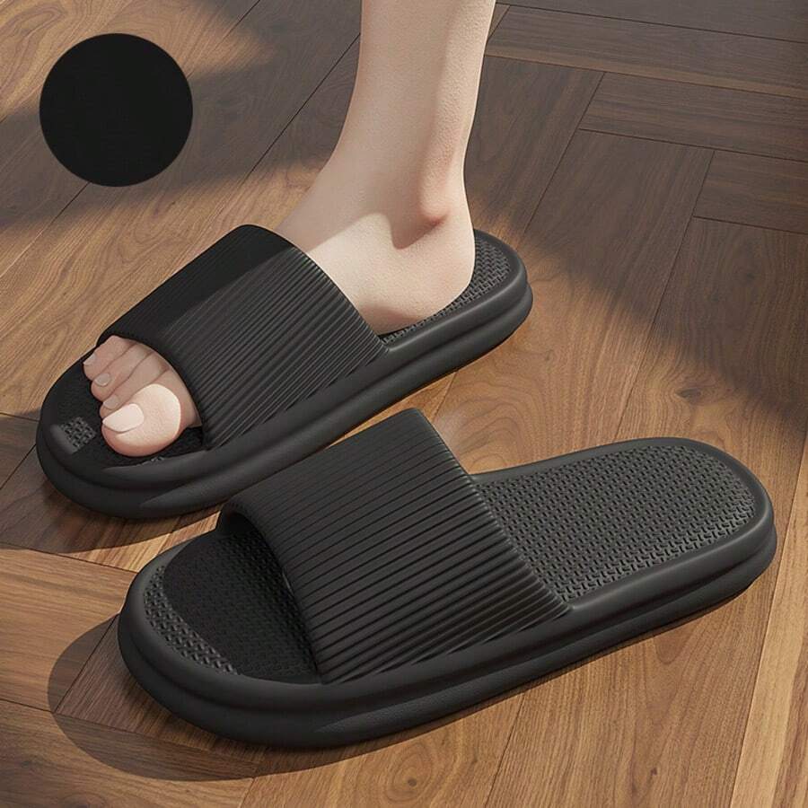 [Hot Selling] Crne EVA prugaste papuče, pogodne za muškarce i žene, mekani đon, super udobne