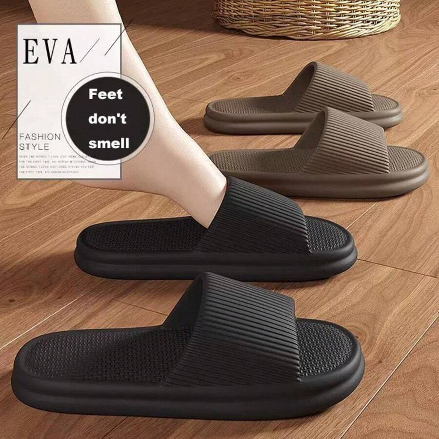 [Hot Selling] Crne EVA prugaste papuče, pogodne za muškarce i žene, mekani đon, super udobne