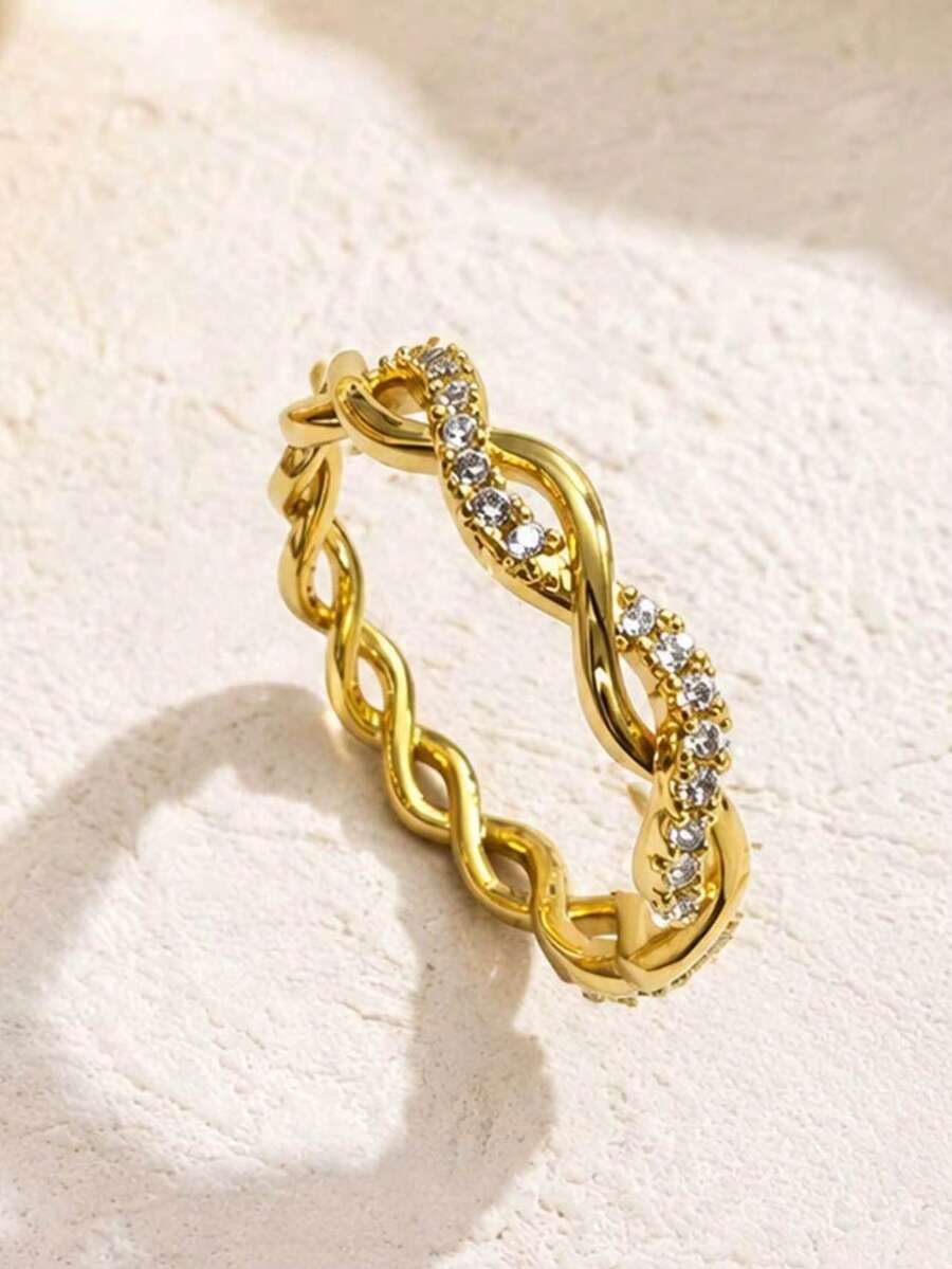 Set od 5 slojevitih prstena od nerđajućeg čelika 304 i bakra pozlaćenog 18K zlatom
