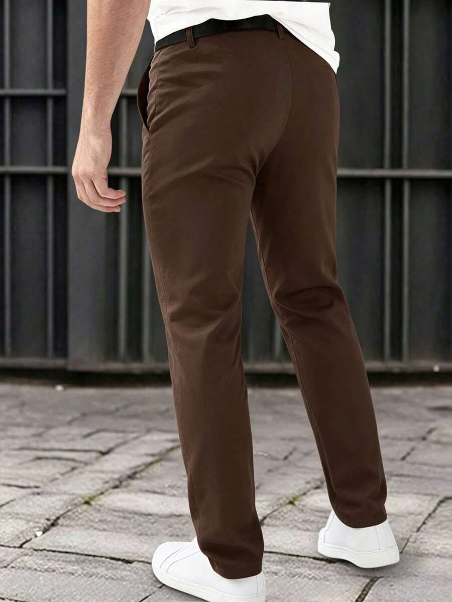 Muške formalne pantalone jednobojne sa kosim džepovima, bez kaiša