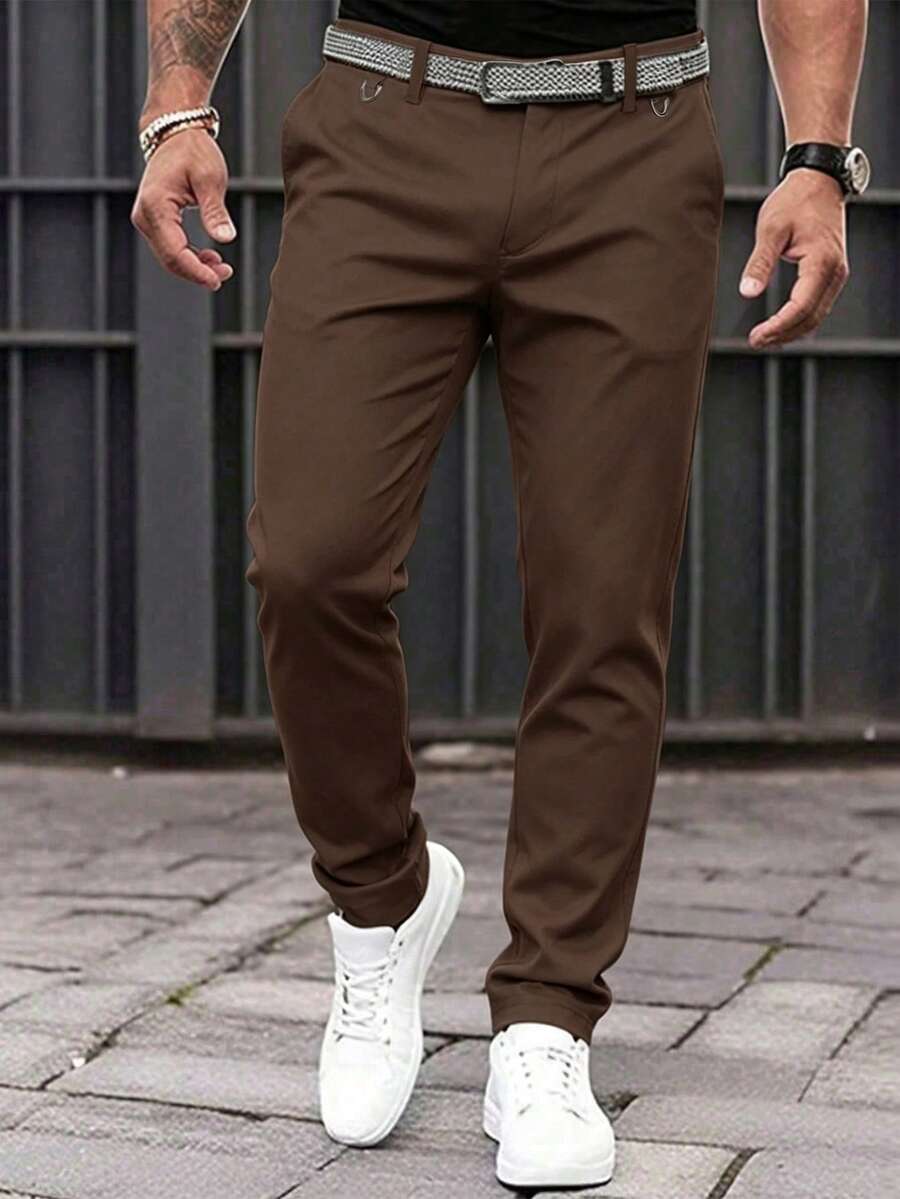 Muške formalne pantalone jednobojne sa kosim džepovima, bez kaiša