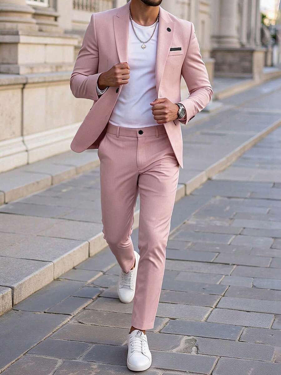 Muški poslovni set sa užim krojem, sako sa špicastim reverima i pantalone