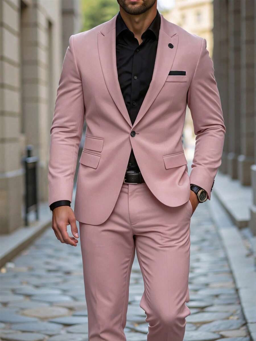 Muški poslovni set sa užim krojem, sako sa špicastim reverima i pantalone