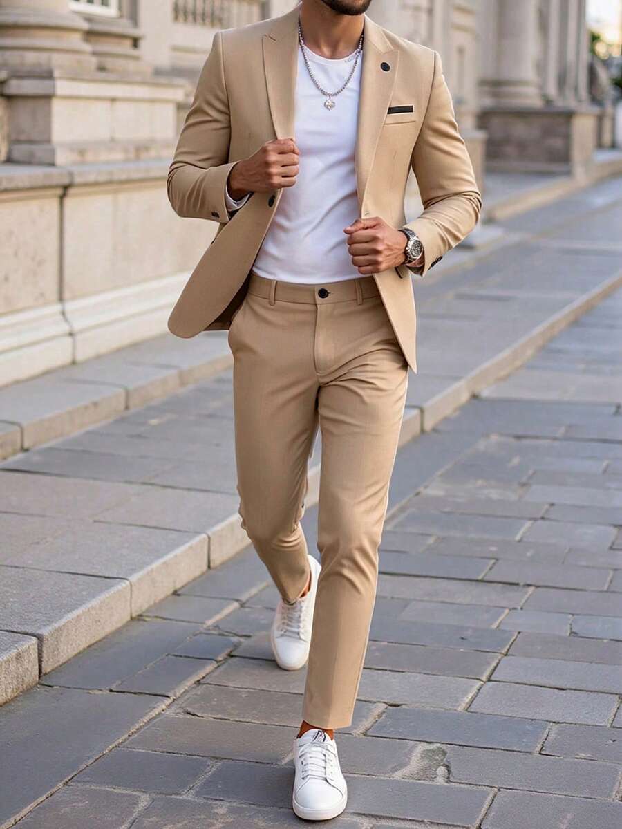 Muški poslovni set sa užim krojem, sako sa špicastim reverima i pantalone