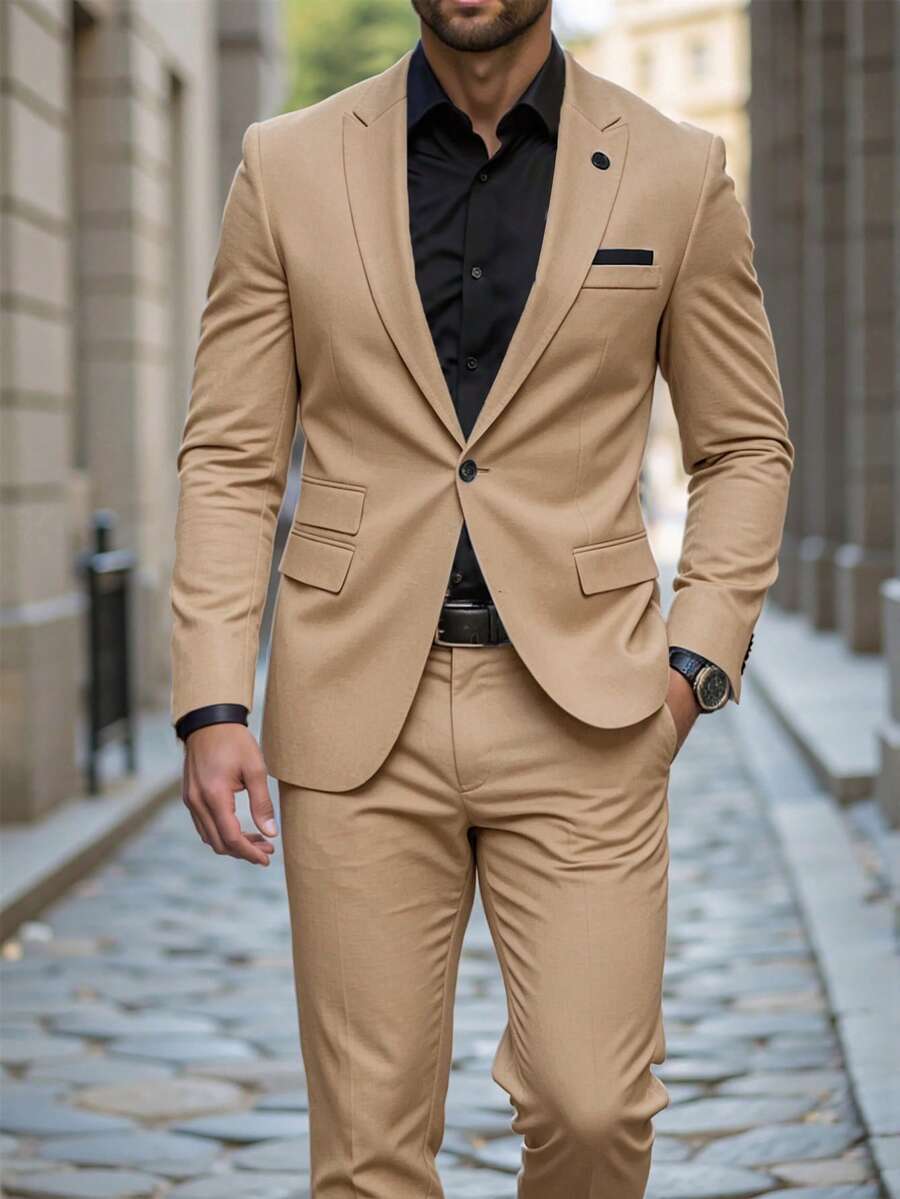 Muški poslovni set sa užim krojem, sako sa špicastim reverima i pantalone