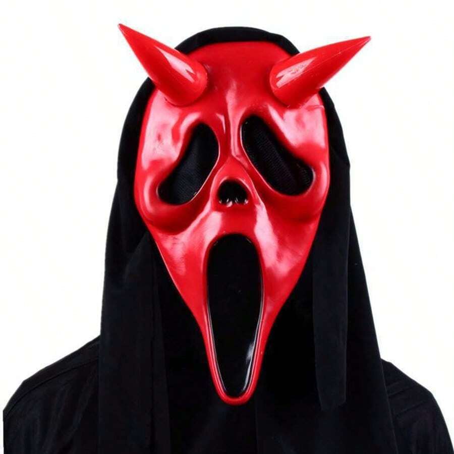 Maska za Halloween sa užasnim demon rogovima i lobanjom