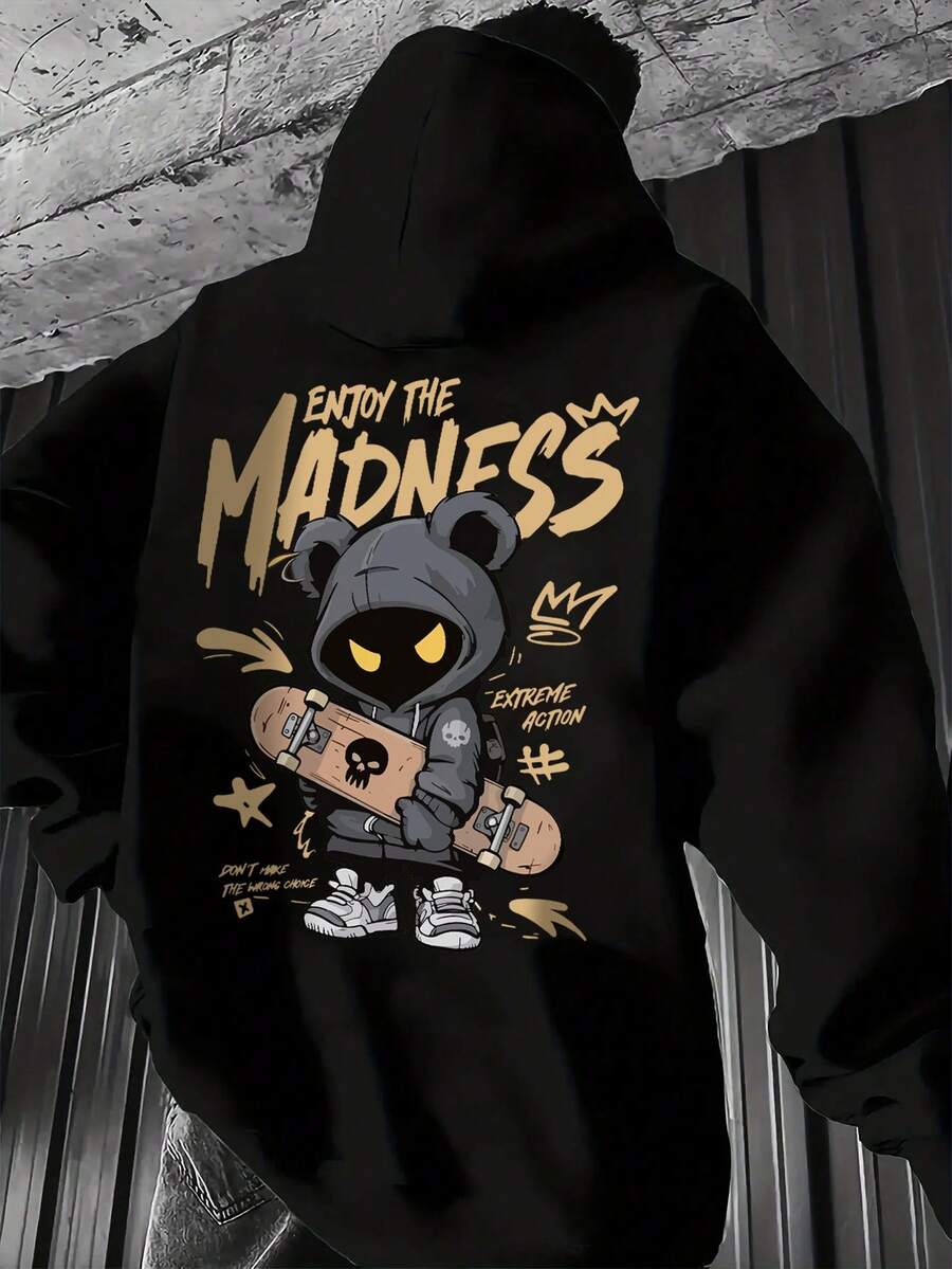 Muški ležerni modni street hoodie duks za ekstremne sportove sa crtanim printom