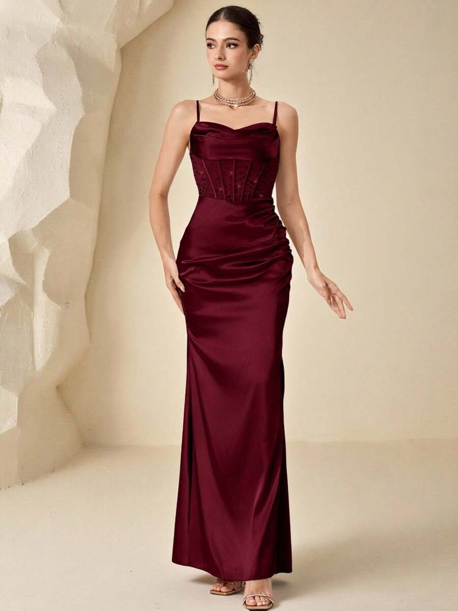 Ženska duga večernja haljina sa kristalima