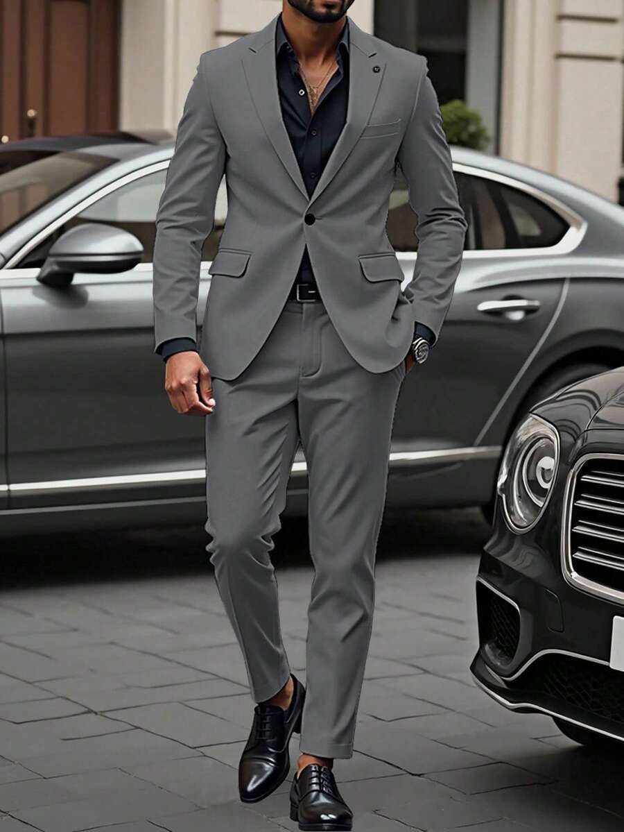 Muški poslovni formalni set sako sa reverom i pantalonama