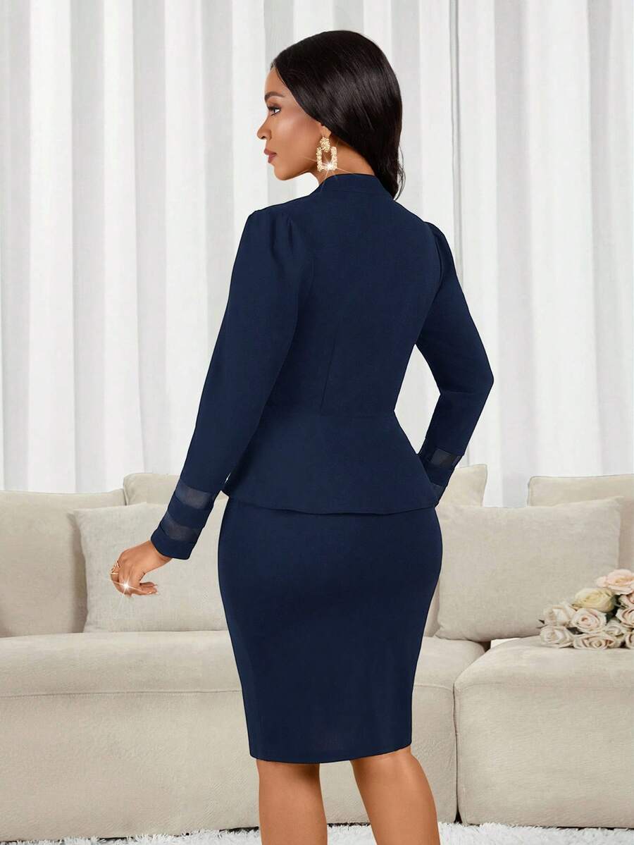 Lady 2 kom/set ženski elegantni crni poslovno-ležerni komplet sa suknjom