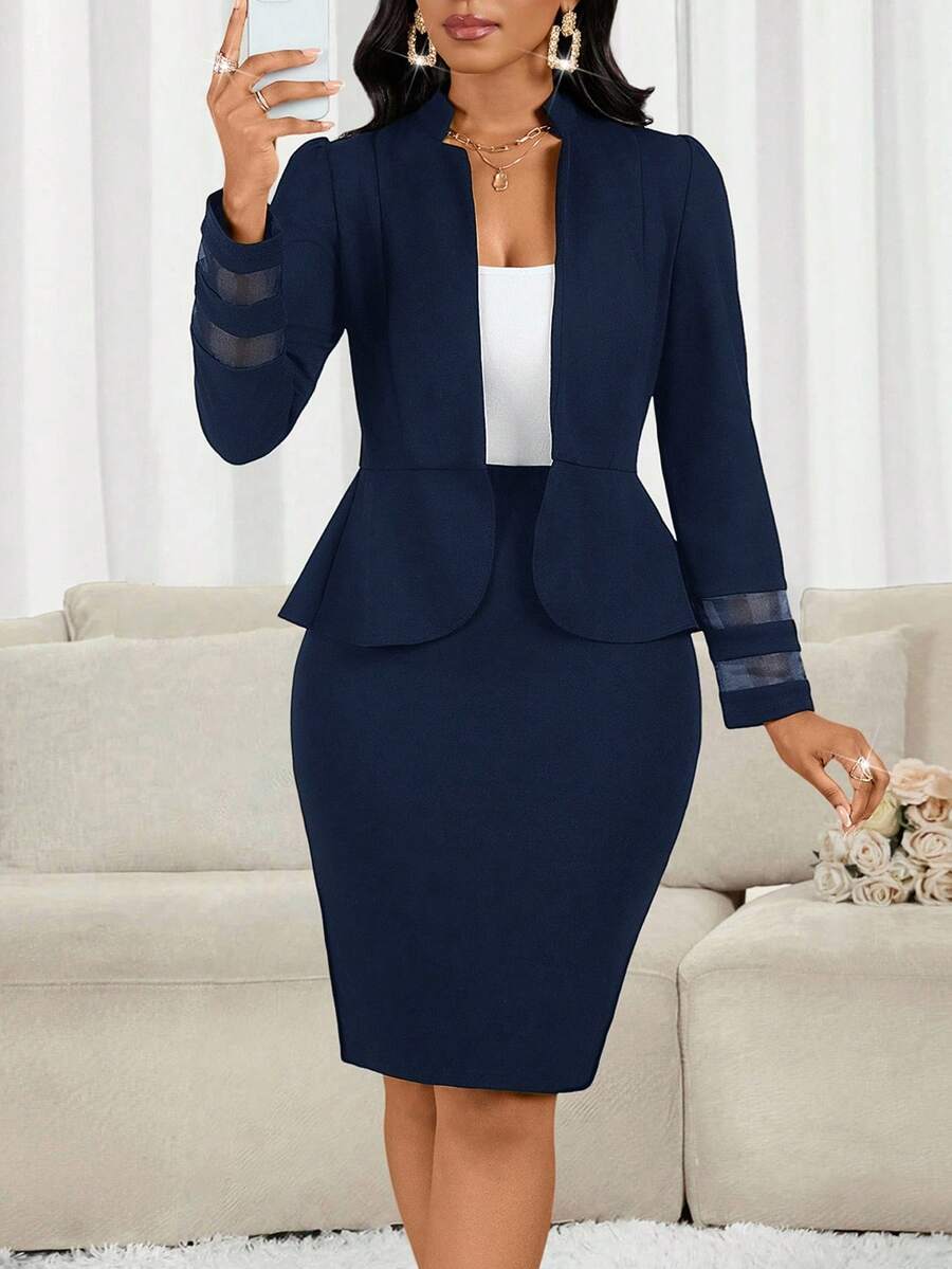 Lady 2 kom/set ženski elegantni crni poslovno-ležerni komplet sa suknjom