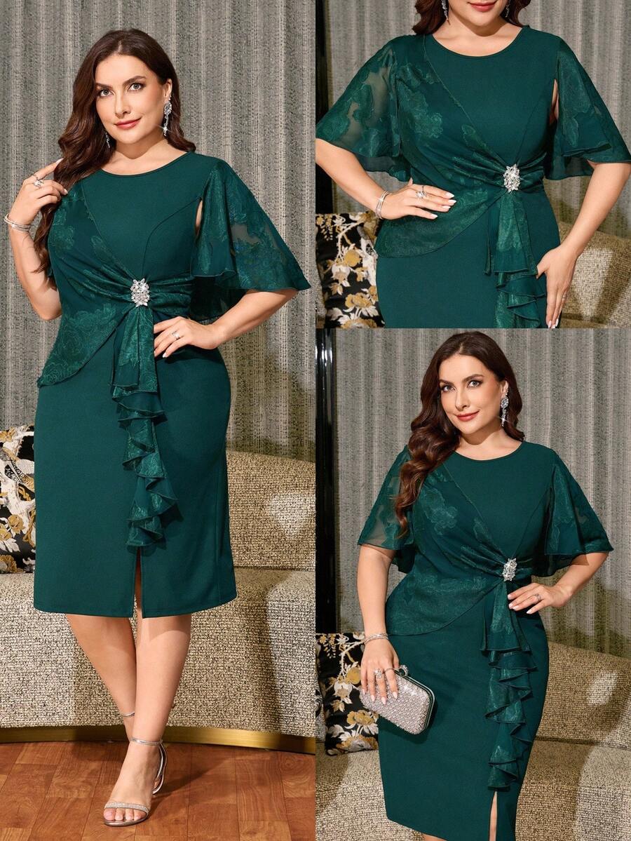 Clasi Elegantna haljina za žene plus size, asimetrična