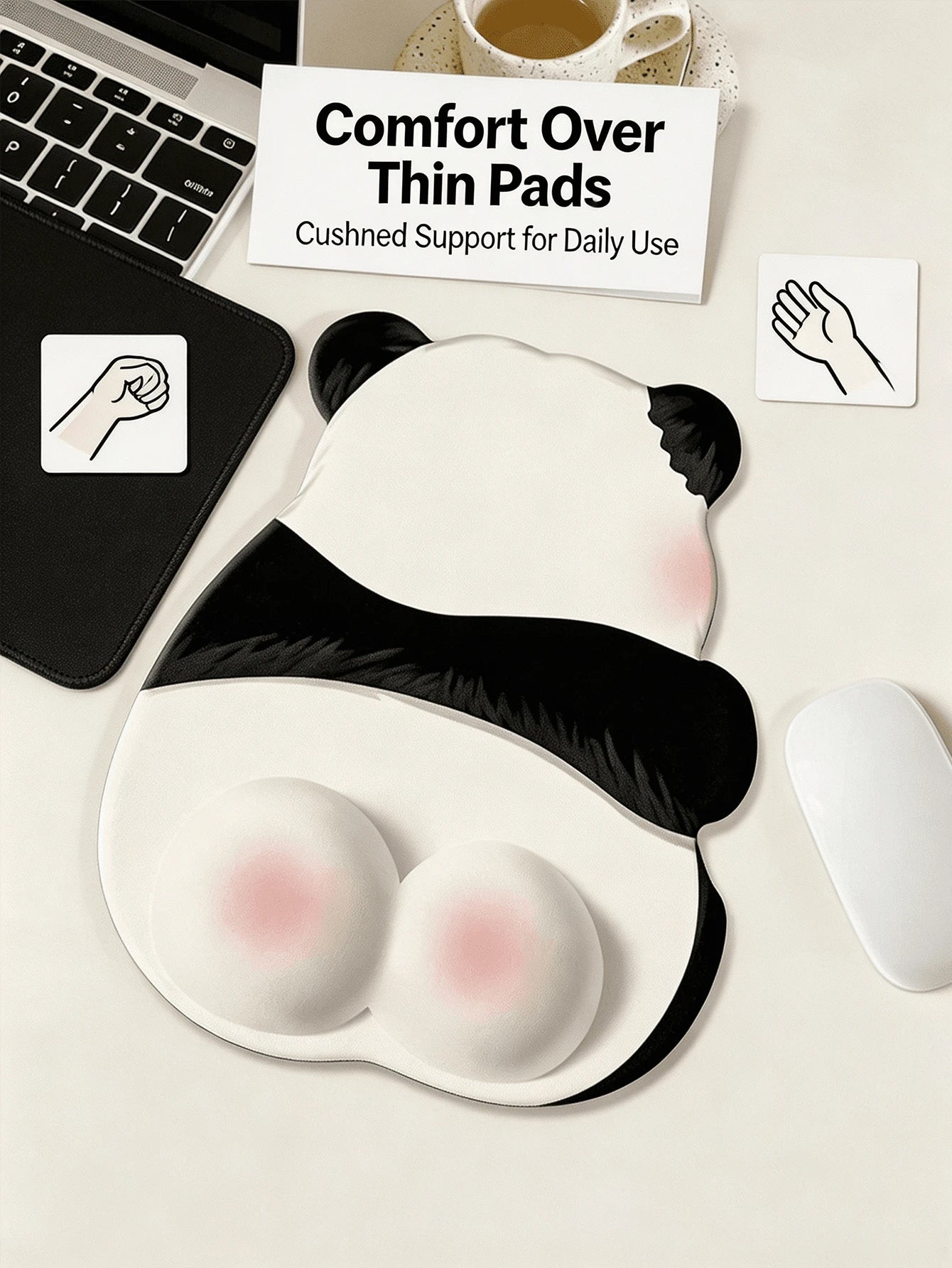 Ergonomska podloga za miš sa 3D slatkim oblikom panda zadnjice