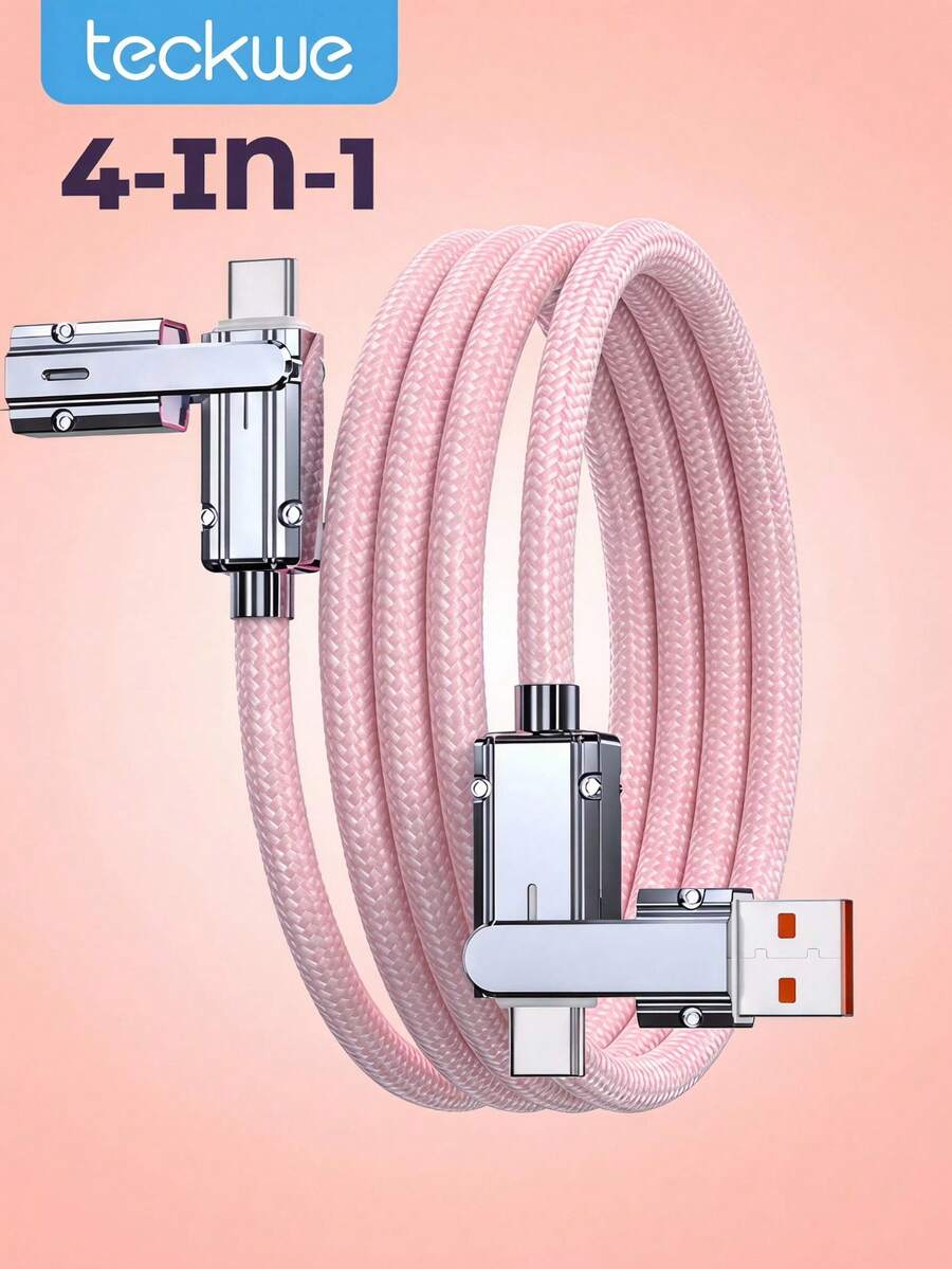 4 u 1 pleteni višestruki kabl za punjenje, 180° rotirajući dvostruki Type-C USB A kabl za brzo punjenje