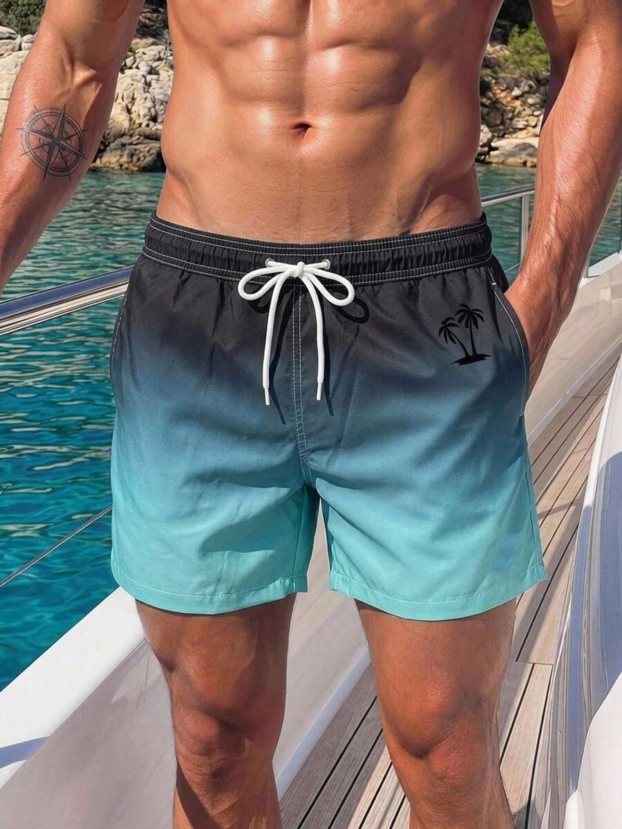 Muški šorts za plažu  i odmor sa perticom u struku, džepovima i gradijent bojama