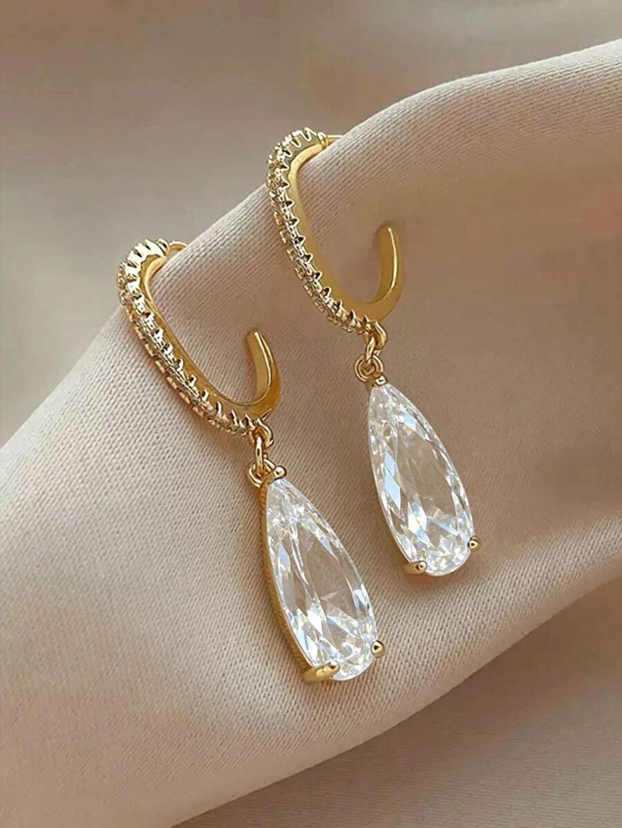 1 par modernih minđuša u obliku suze sa cirkonom