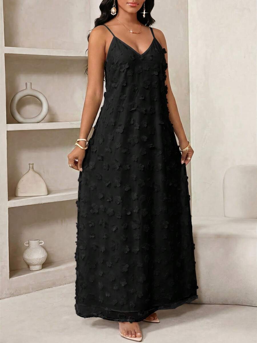 Lady Haljina sa tankim kaiš-bretelama i printom sa šljokicama, plus size