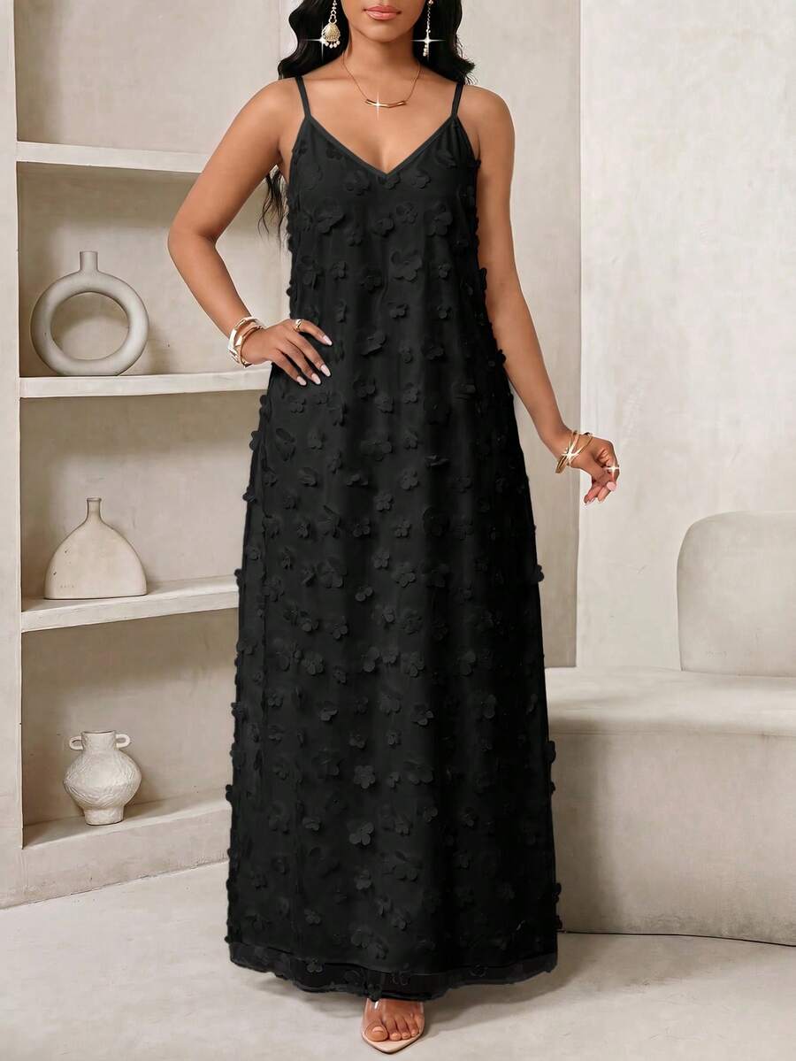 Lady Haljina sa tankim kaiš-bretelama i printom sa šljokicama, plus size
