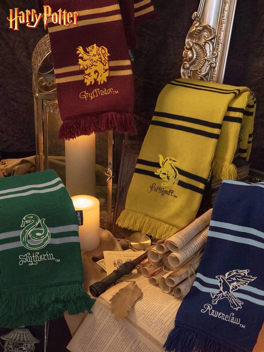 Warner Bros autentični šal iz saradnje Gryffindor & Slytherin, kašmir sa resama, uniseks