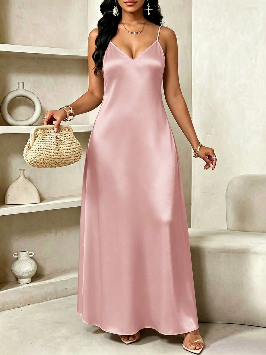 Lady Haljina sa tankim kaiš-bretelama i printom sa šljokicama, plus size