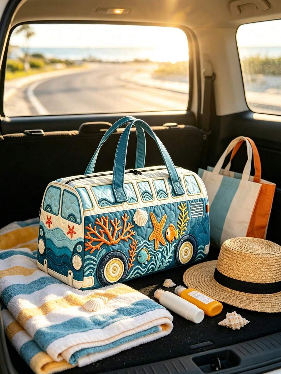 Torba za odlaganje u obliku autobusa, putna torba sa printom