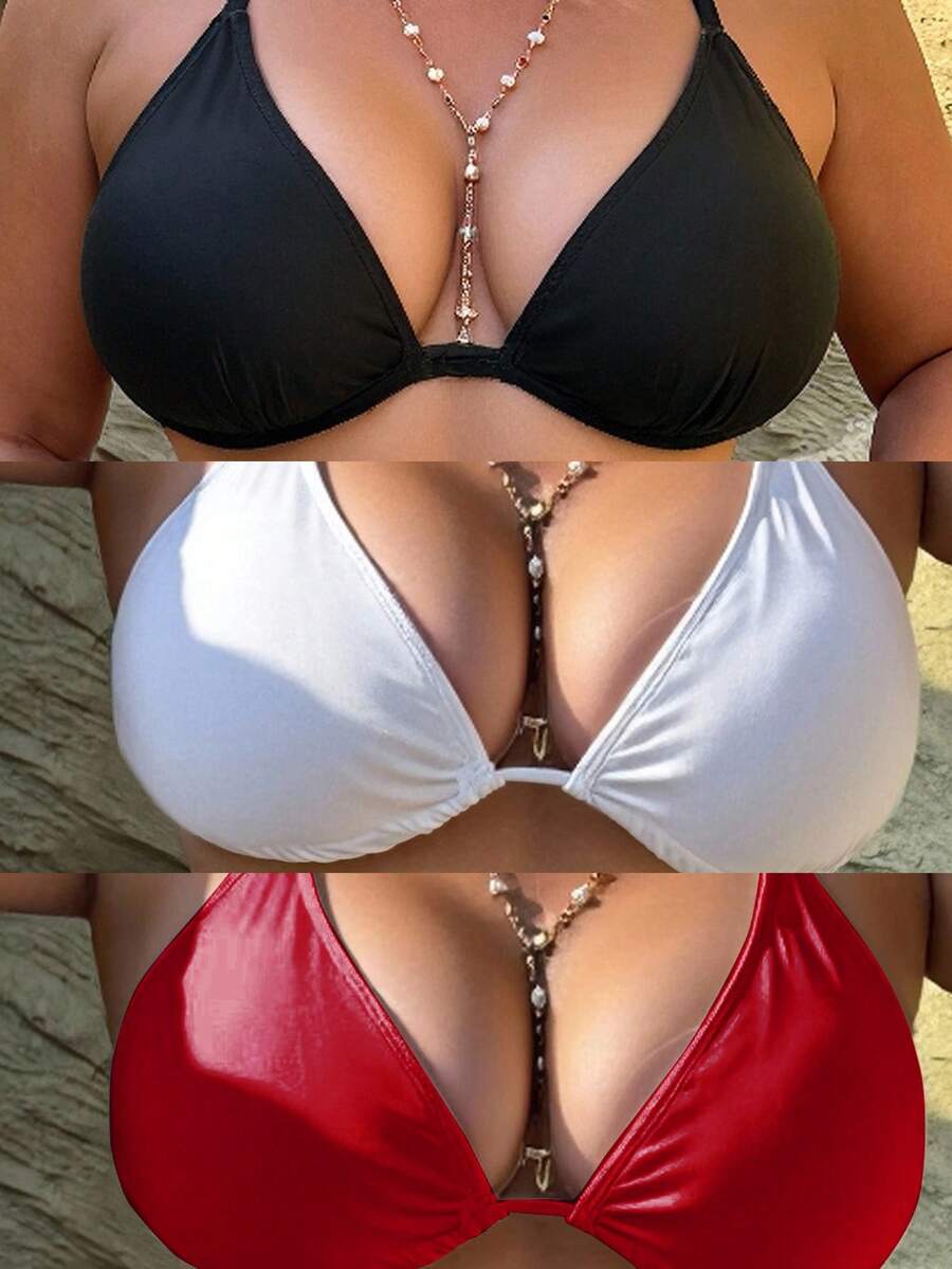 Ženski bikini set od 3 dela plus size,višebojni