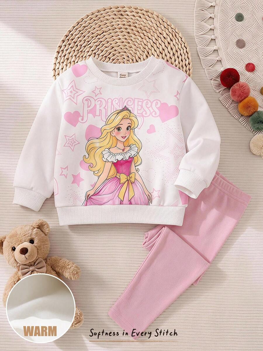 Set od 3 komada za devojčice, udobna jesenja/zimska moda, svež i sladak stil princeze