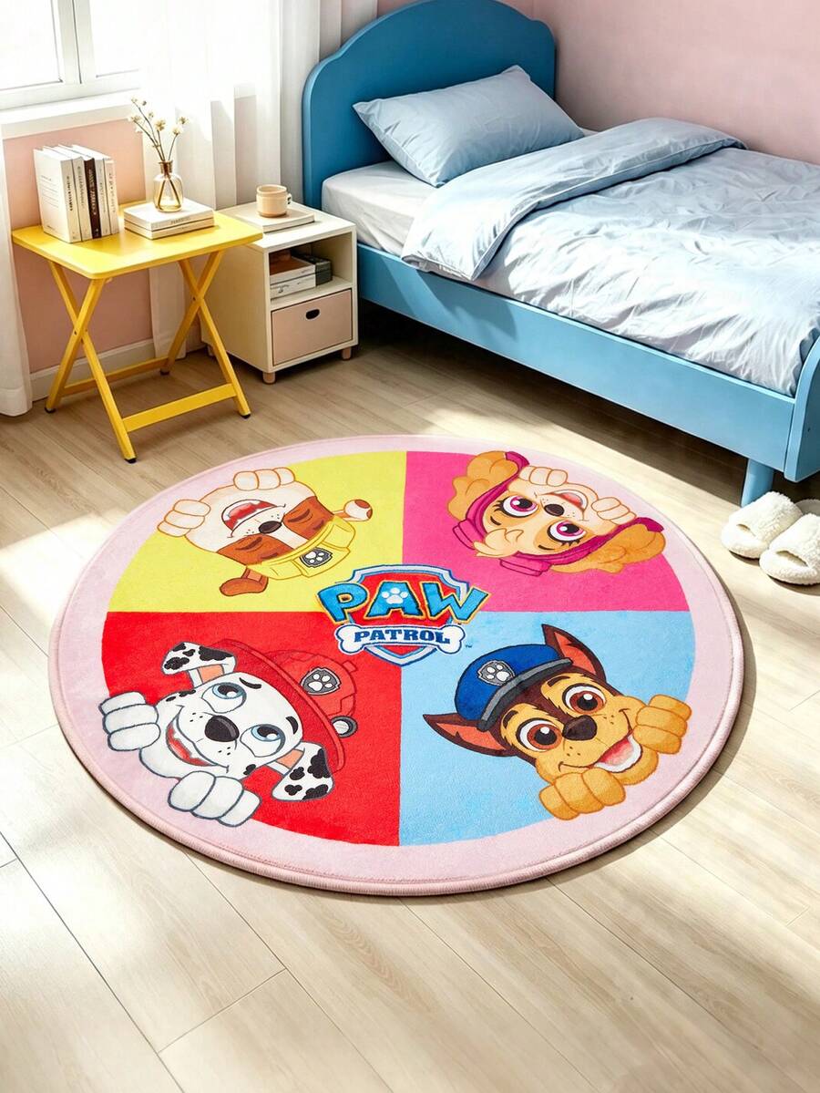 PAW Patrol  okrugli tepih sa crtanim uzorkom, slatki dizajn, plišani materijal + protivklizna podloga