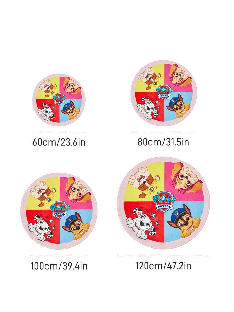 PAW Patrol  okrugli tepih sa crtanim uzorkom, slatki dizajn, plišani materijal + protivklizna podloga