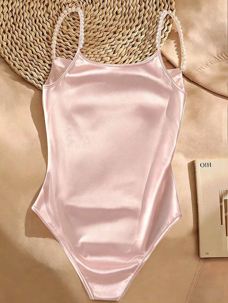 Ženski elegantni bodi sa dekoracijom od veštačkih bisera