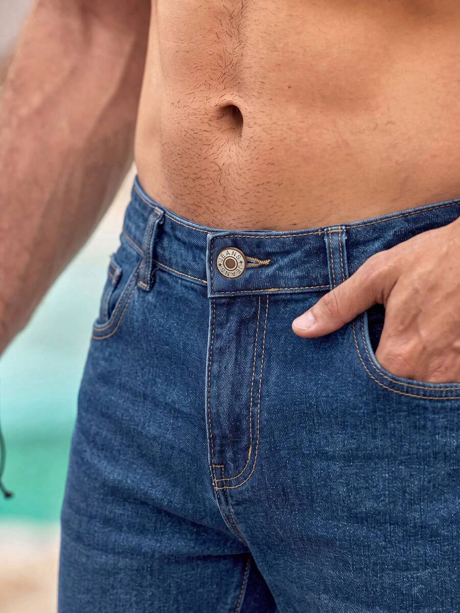 Muške ležerne ravne farmerke jednobojne