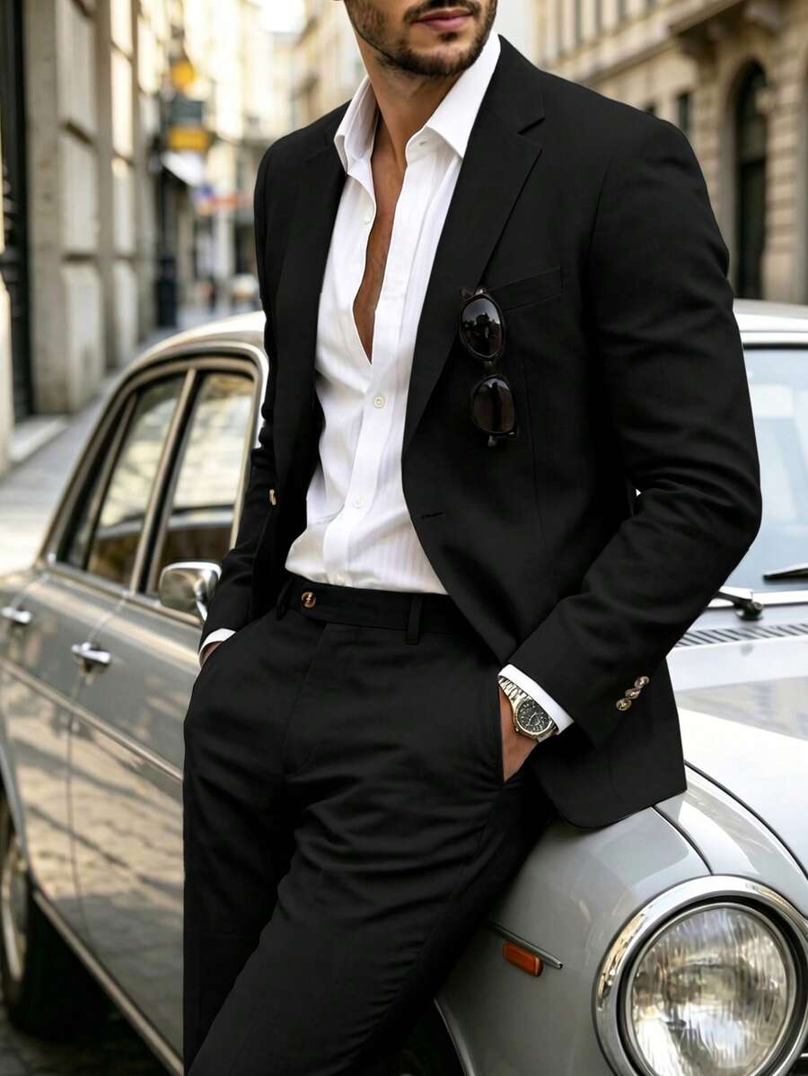 Muški formalni komolet od dva dela sa sako i pantalonama u jednoj boji, slim fit