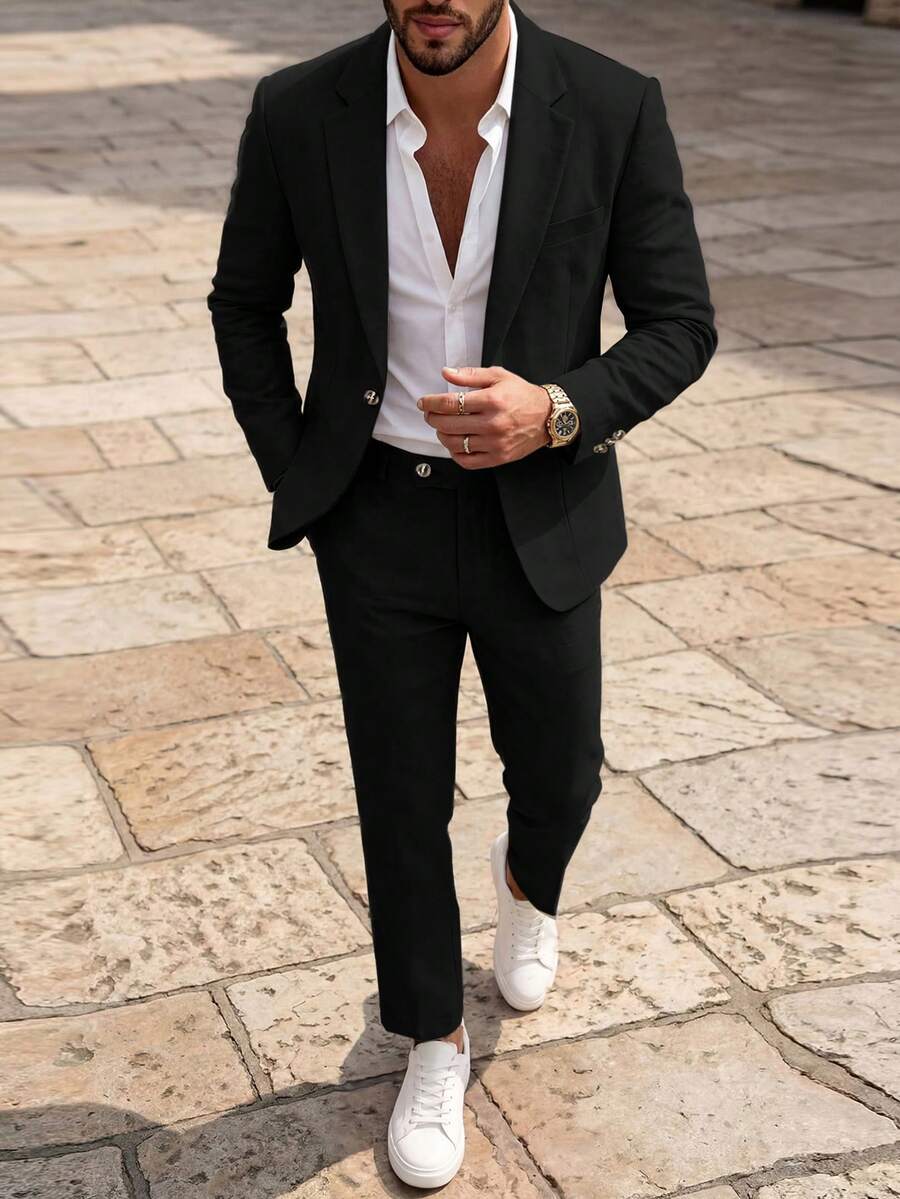 Muški formalni komolet od dva dela sa sako i pantalonama u jednoj boji, slim fit
