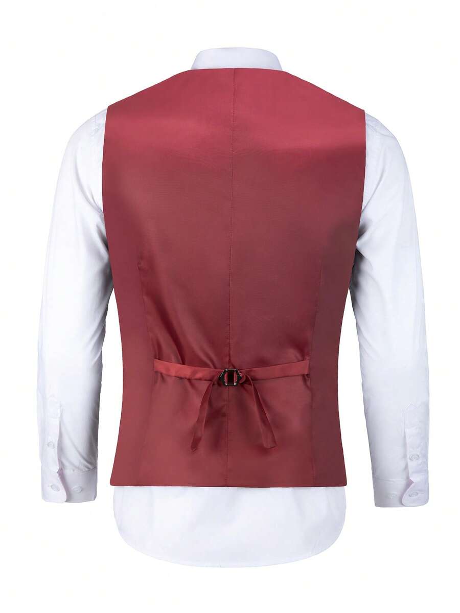Muški set od 4 dela, elegantan jednobojan slim fit prsluk, pantalone i set kravate