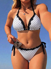 Ženski letnji kupaći kostim plus size, beli na tufne