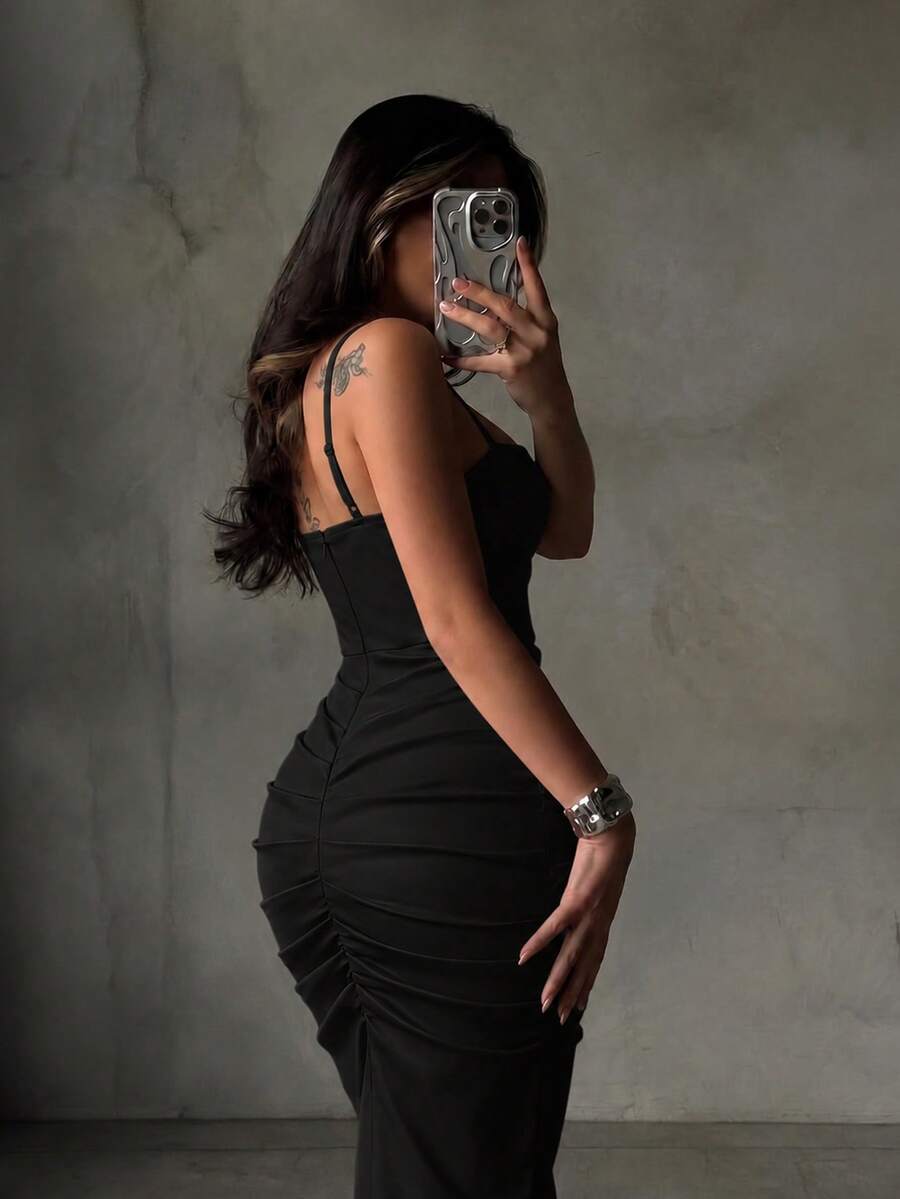 Ženska moderna letnja seksi elegantna crna koktel haljina za zabave