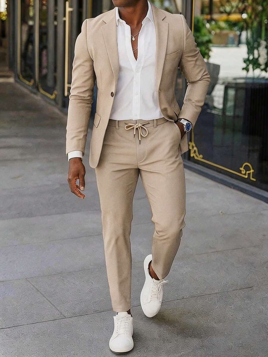 Muški poslovni formalni set sako sa reverom i pantalonama