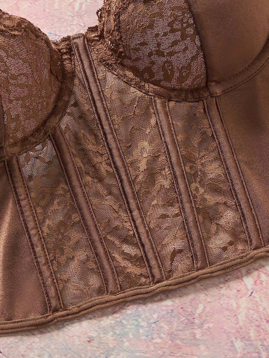 Elegantni korset  jednobojni sa čipkastim umetkom