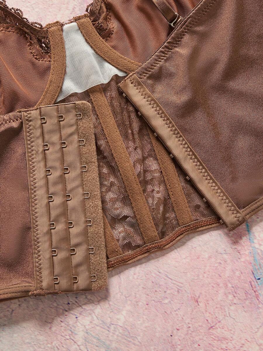 Elegantni korset  jednobojni sa čipkastim umetkom