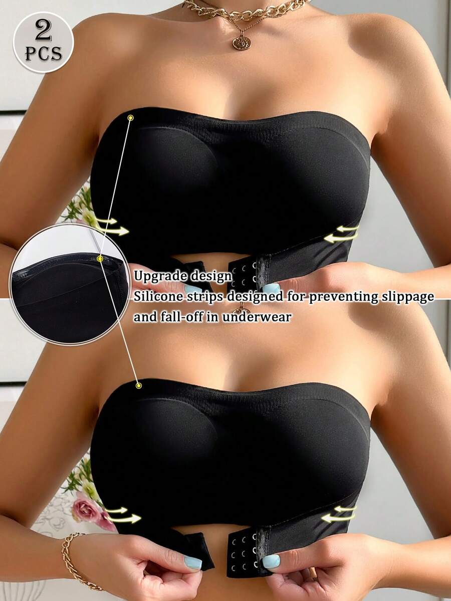 2 kom. jednobojni bandeau grudnjak sa kopčom napred