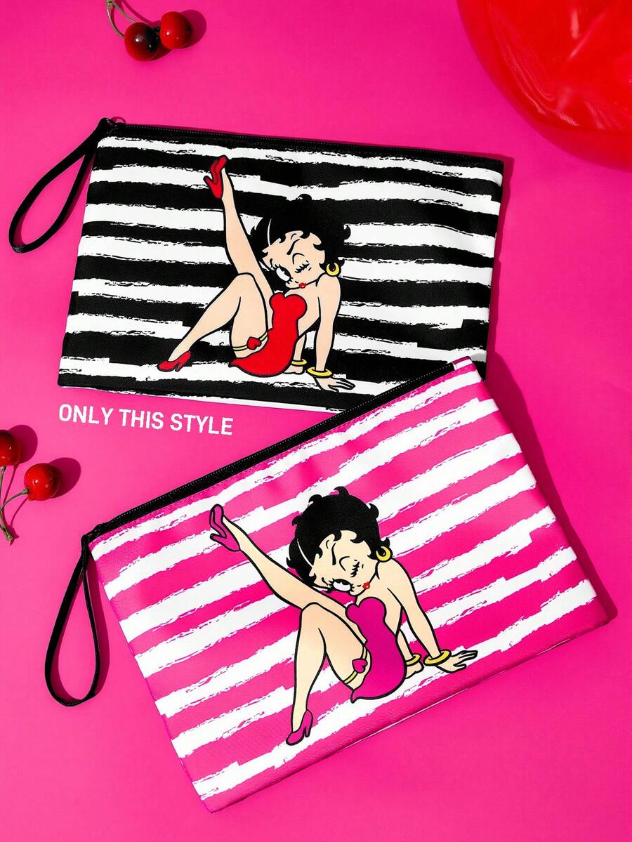 Betty Boop 1 kom set lagane kozmetičke torbe od poliesterskih vlakana sa štampanim crtanim uzorkom