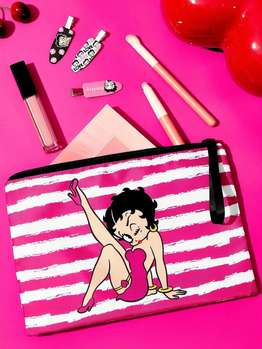 Betty Boop 1 kom set lagane kozmetičke torbe od poliesterskih vlakana sa štampanim crtanim uzorkom