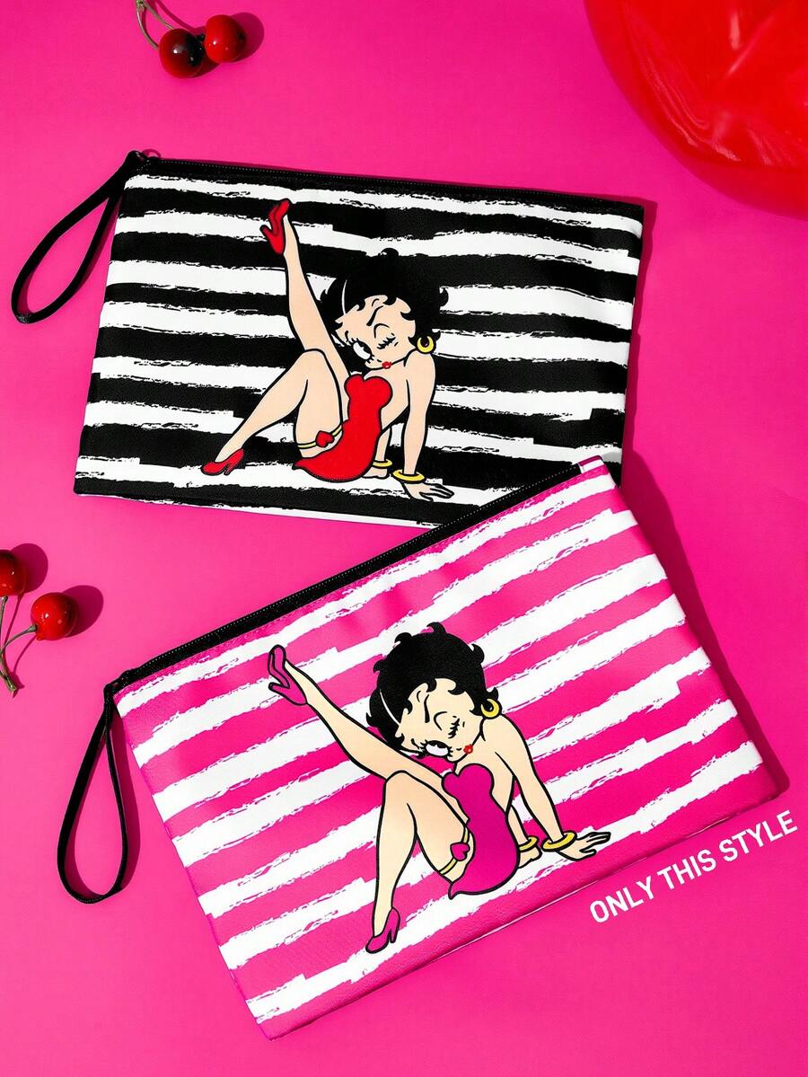 Betty Boop 1 kom set lagane kozmetičke torbe od poliesterskih vlakana sa štampanim crtanim uzorkom