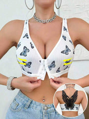 Ženski seksi grudnjak sa kopčom napred i printom leptira