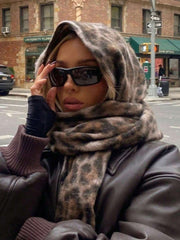 Ženski šal od debelog vunenog flisa, leopard print