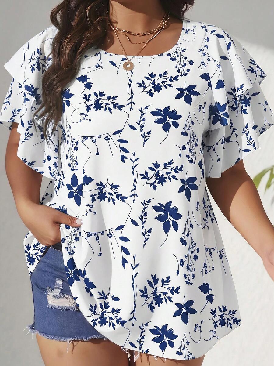 Ženska ležerna majica za plus size veličine sa printom srca