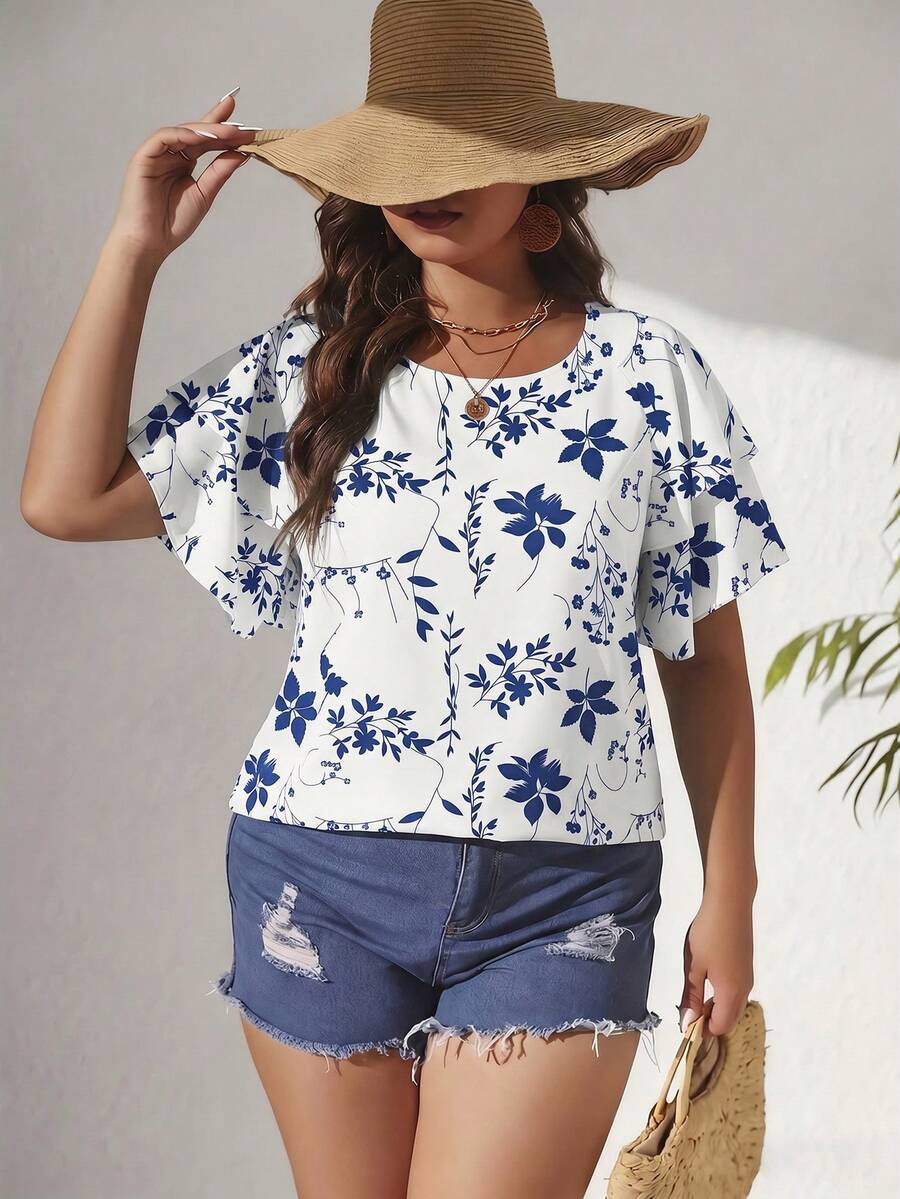 Ženska ležerna majica za plus size veličine sa printom srca