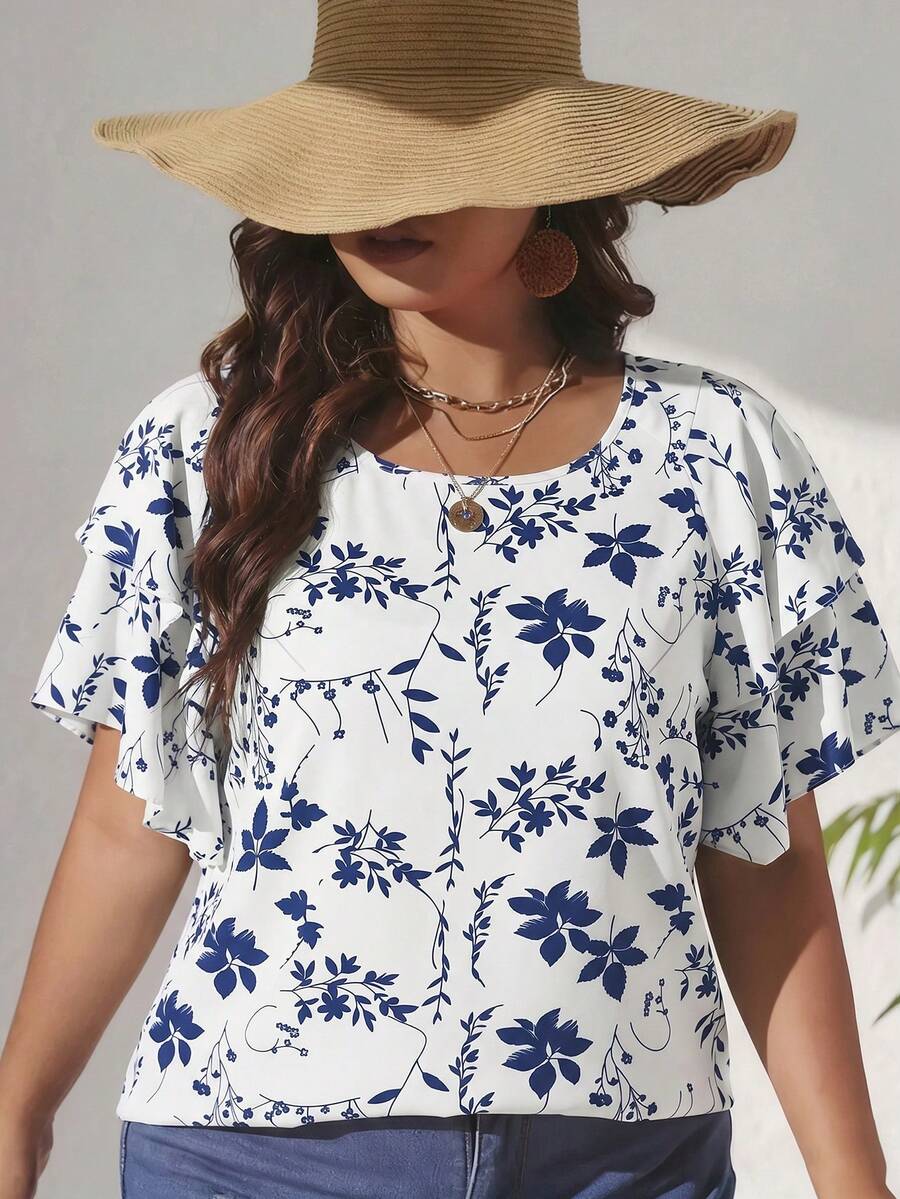 Ženska ležerna majica za plus size veličine sa printom srca