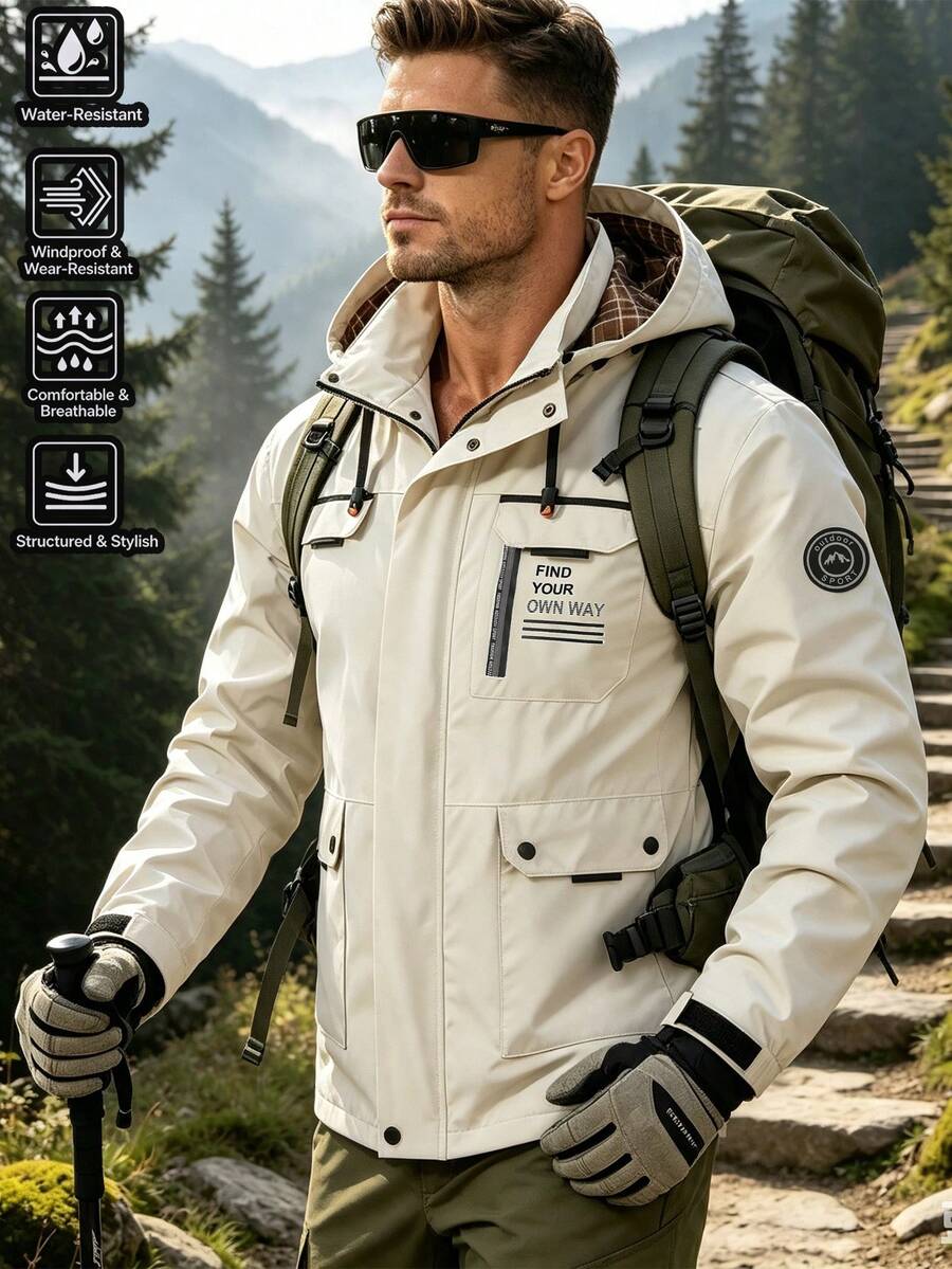 Muška utility jakna sa kapuljačom i printom , ležeran outdoor
